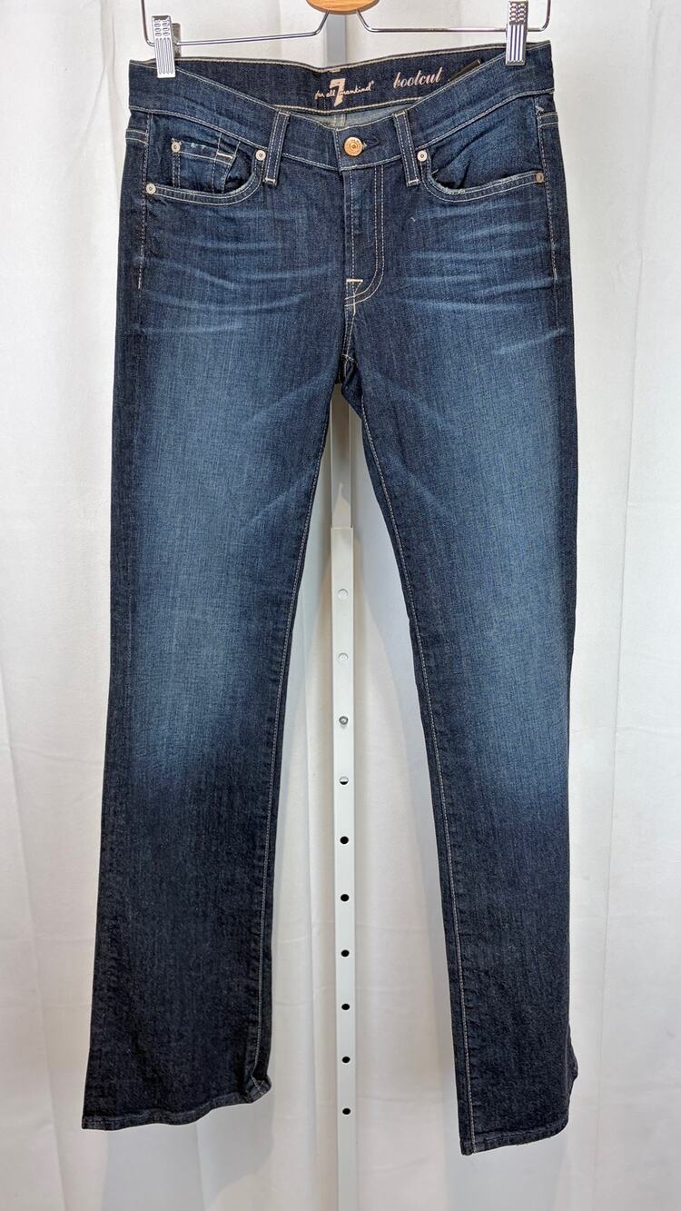 NWT 7 FOR ALL MANKIND Bootcut Jeans Zip Fly Dark Wash Blue Size 28